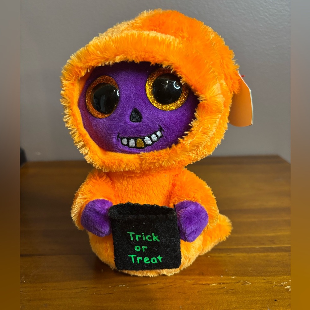 Ty “Skelton” small Orange and Purple Stuffed Animals Halloween Collection